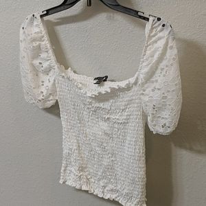 White Flower Print Crop Top.